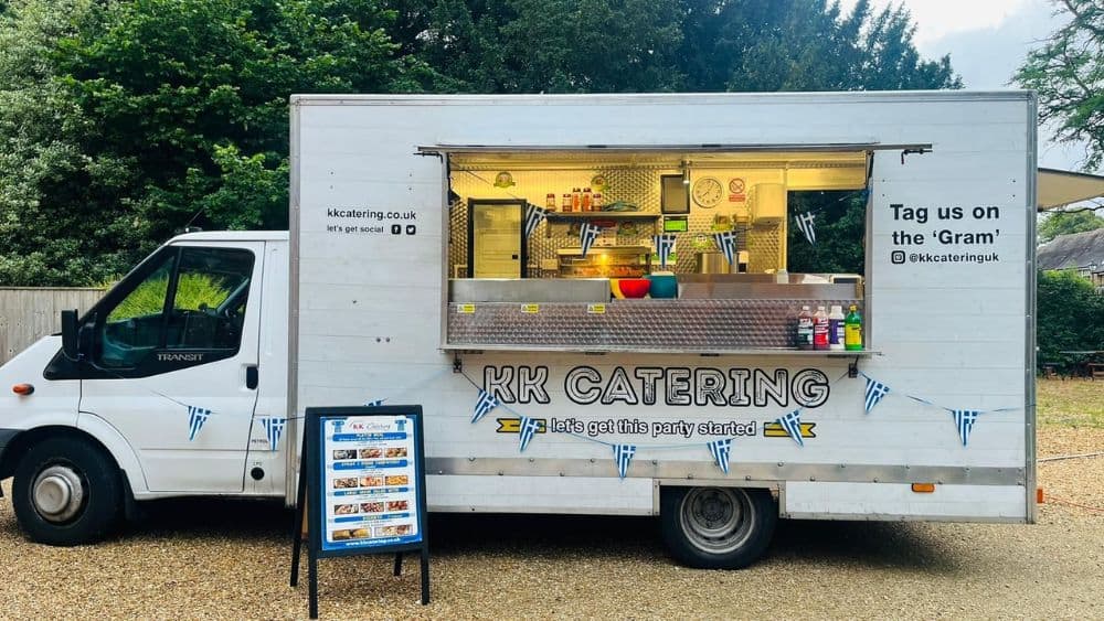 Fresh food catering truck for event catering and party services, flexible menu options, professional catering solutions.