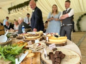 Delicious wedding desserts and cakes served at a wedding reception by KK Catering.