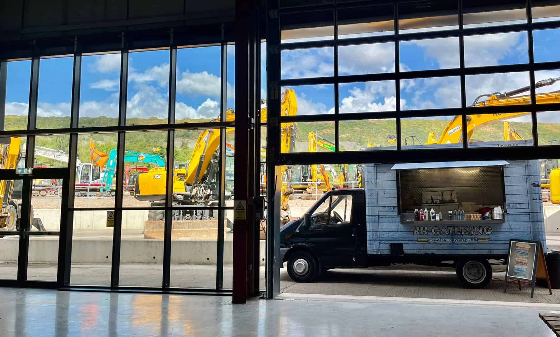 kk catering van parked at JCB Construction site