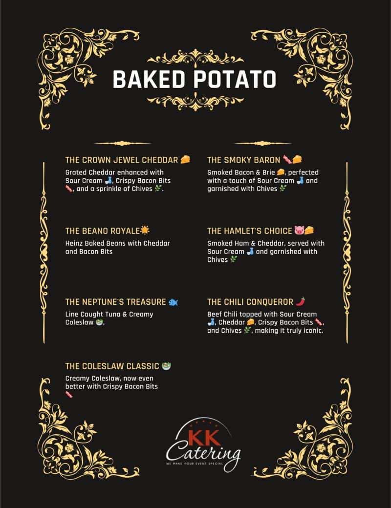 gourmet baked potato menu