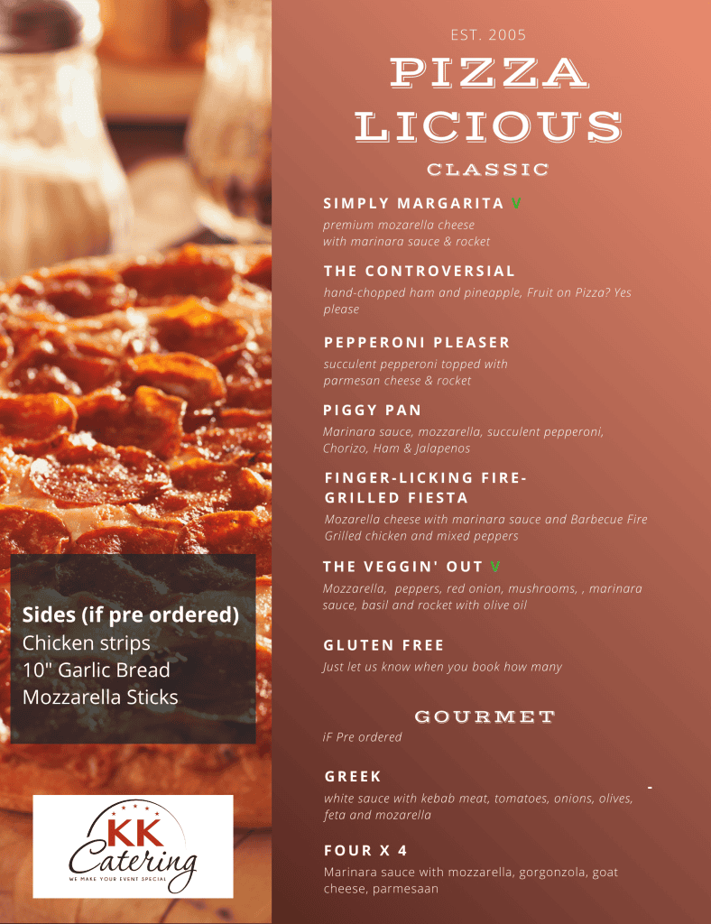 kk catering pizza menu