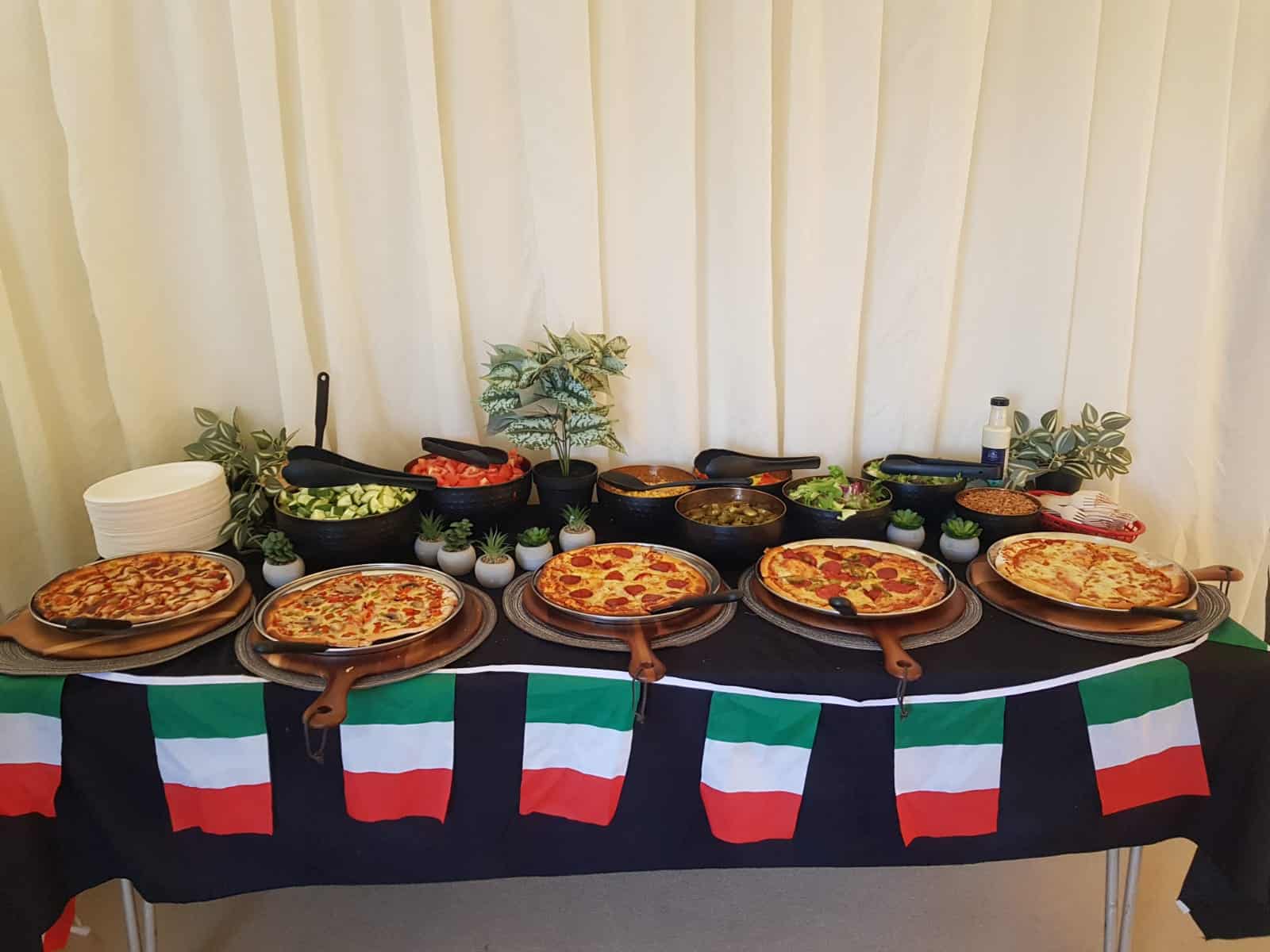 Pizza Salad buffet setup for weddings and parties