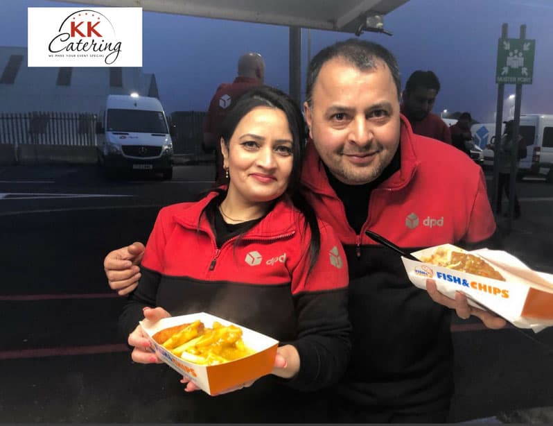 Delicious street food catering by KK Catering, specialising in event catering, fish & chips, and outdoor food services.