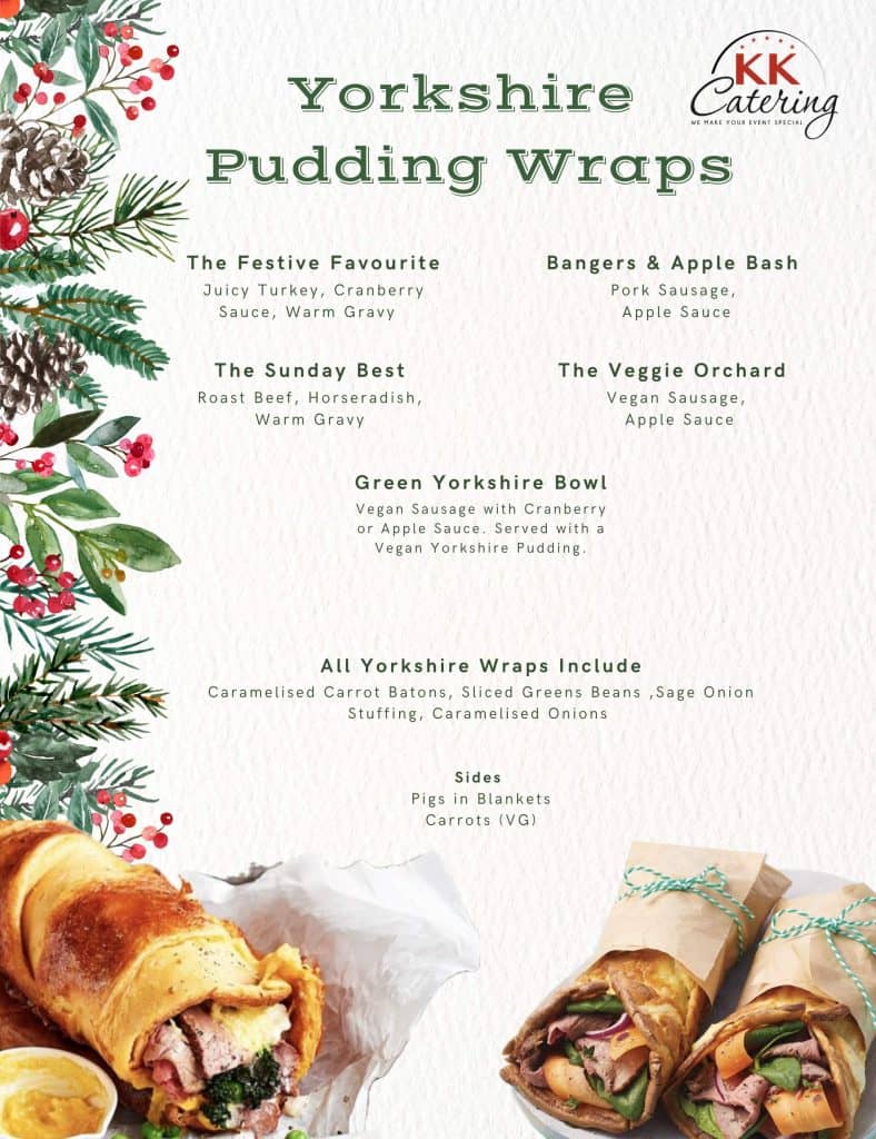 Yorkshire Pudding Festive Wrap Menu