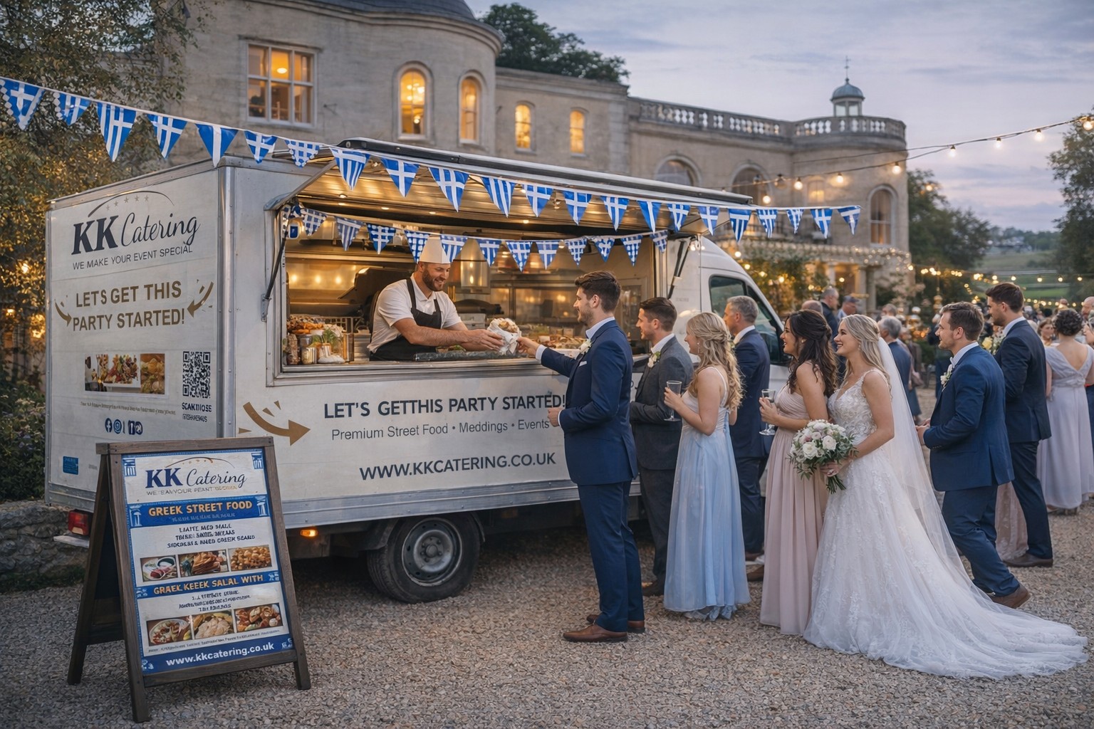 kk catering van at a wedding serving greek street food