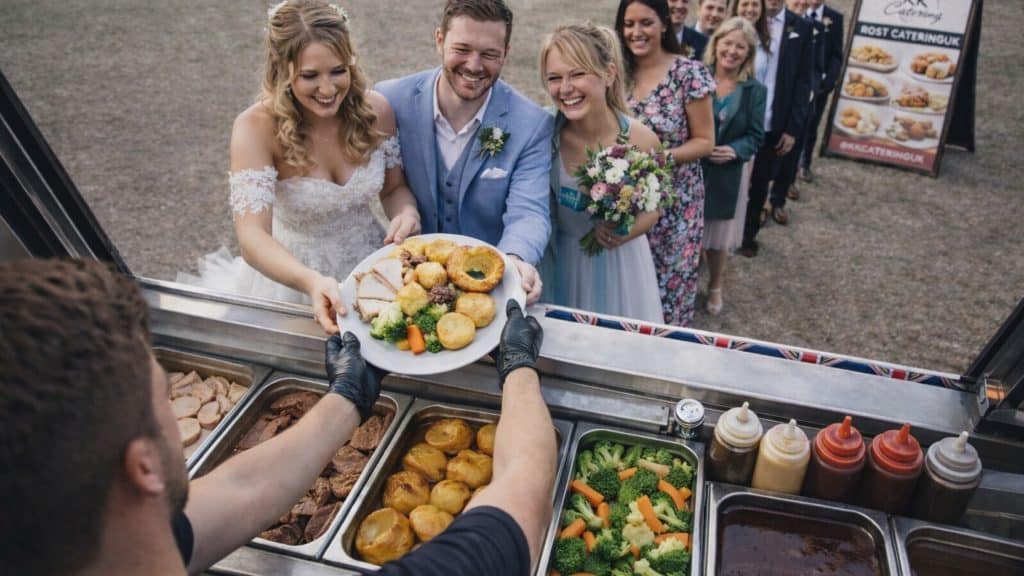 Delicious buffet catering served at wedding with fresh salads and hot dishes by KK Catering UK.