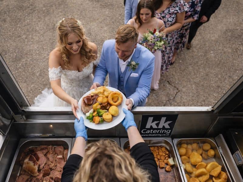 Delicious traditional UK-style catering food served at a wedding, showcasing professional event catering services.