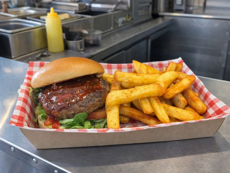 Thai Sweet Chilli Beyond Vegan Burger from KK Catering street food van hire.