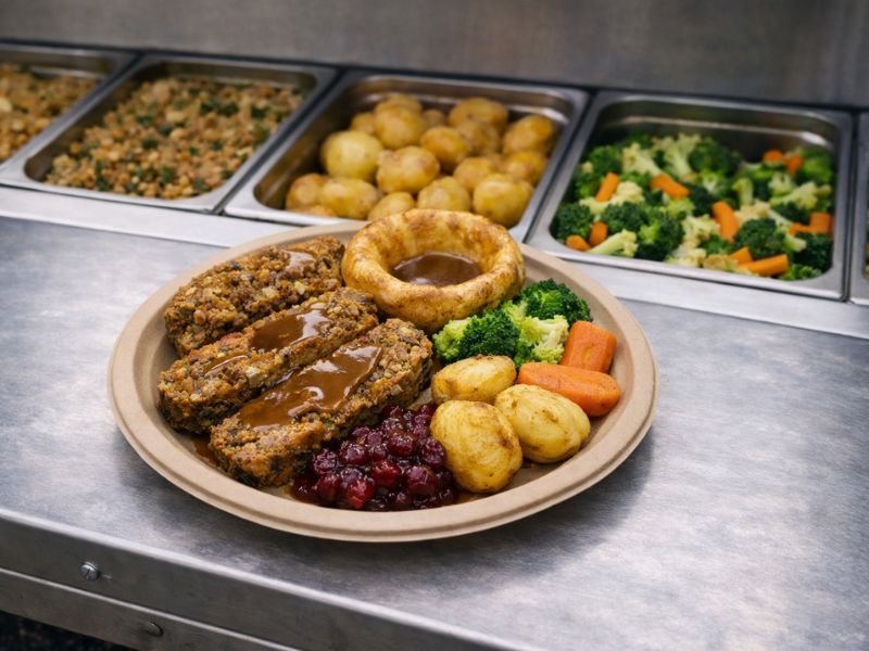Nut roast — a popular vegetarian option served from the Roasted carvery bar.
