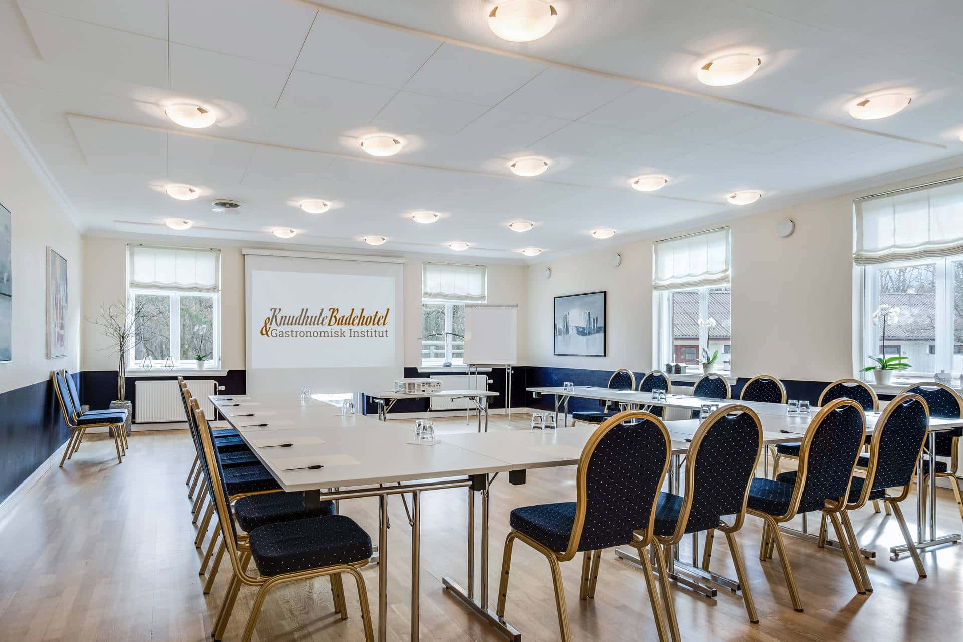 Knudhule Badehotel konference- og mødelokale med moderne faciliteter.