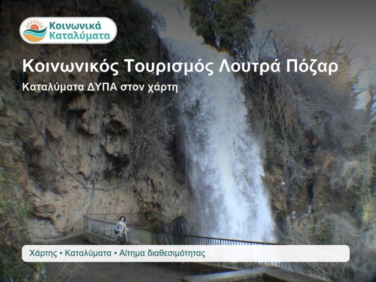 Κοινωνικός Τουρισμός Λουτρά Πόζαρ καταλύματα Κοινωνικού Τουρισμού ΔΥΠΑ στον χάρτη