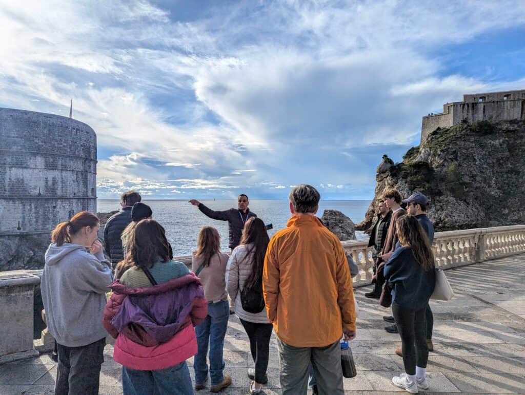 Korbel students overlooking the coast in the Balkans.