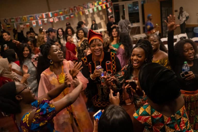 Students dancing at the Korbel KISO cultural night.