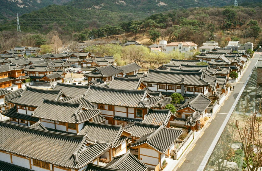 Traditional hanok houses in Bukchon Hanok Village, Seoul.