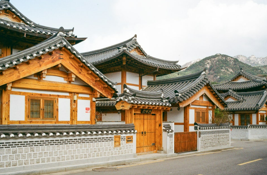 Traditional hanok houses in Bukchon Hanok Village, Seoul.