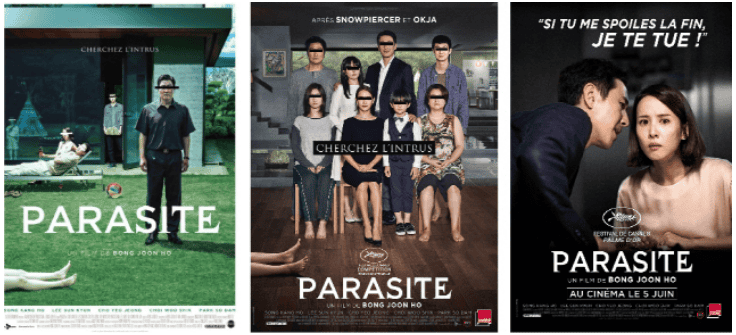 Parasite movie still showing rich and poor families in same frame