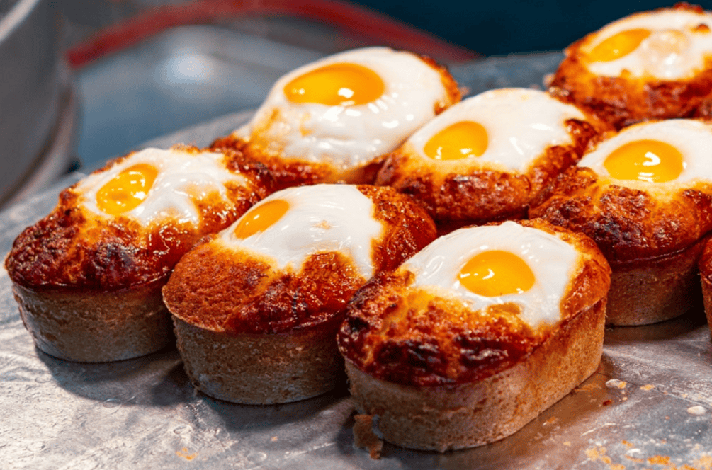 Korean egg bread with a whole egg baked inside.