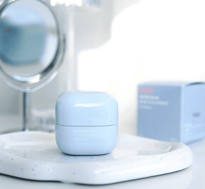 Laneige Water Bank Blue Hyaluronic cream on blue background