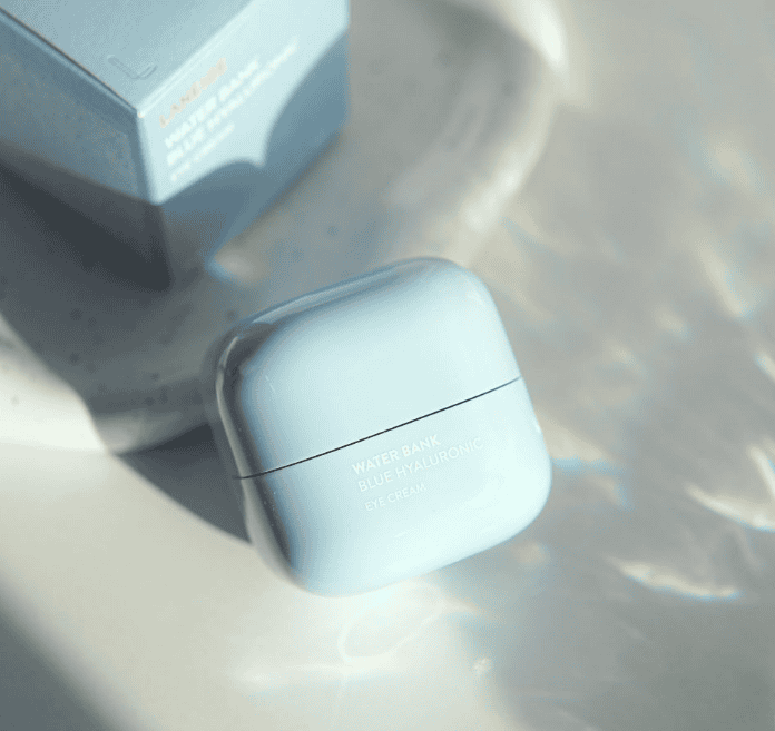 Laneige Water Bank Blue Hyaluronic cream on blue background