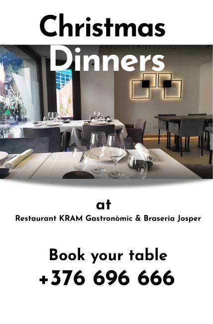 Christmas Dinners at KRAM Gastronomic Restaurant and Josper Grill in Andorra