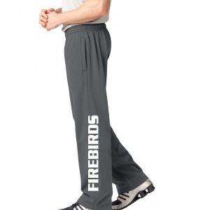 High-performance athletic pants with customizable Firebirds logo for sports teams and workout apparel, featuring comfortable fit and durable fabric for active wear and sports uniforms.