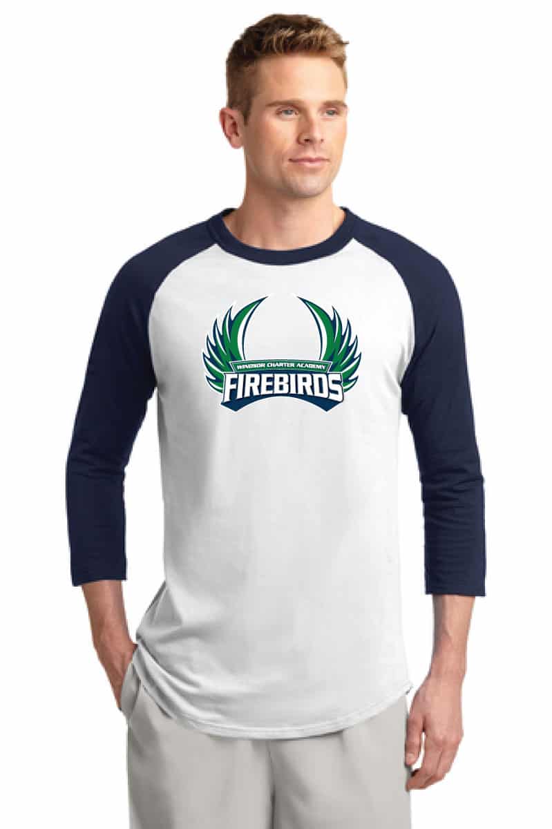 Bold custom logo T-shirt featuring Firebirds team design, perfect for sports teams and school spirit. Comfortable, stylish, and ideal for team uniforms or promotional apparel.