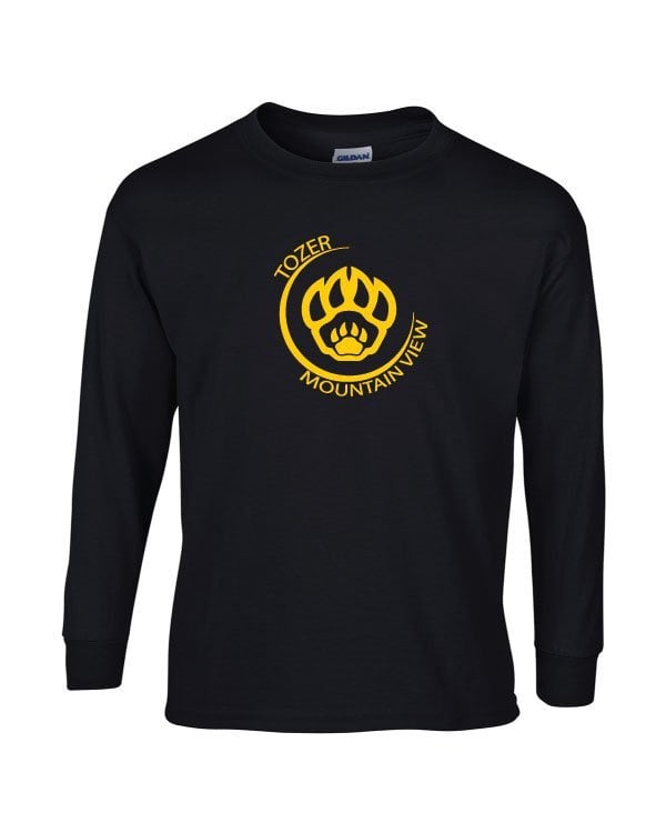 Tozer/Mountain View Elementary School Adult Black Long Sleeve Cotton T-shirt