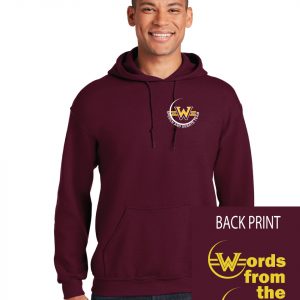 Custom printed hoodie with school logo and slogan, perfect for team uniforms and promotional apparel. High-quality, comfortable, and ideal for displaying your brand or school spirit.