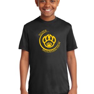 Custom Kids T-Shirt with Tozer Mountain View Logo for School Spirit and Teamwear Printing.