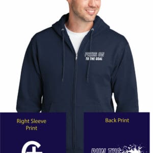 Crewneck hoodie with customizable print for church groups and sports teams, personalized graphic design service by K&W Printing, high-quality apparel for casual or team wear, featuring front and back printed designs perfect for promotional events.