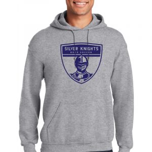 Silver Knights Boys Soccer hoodie, custom printed apparel, sports team hoodie, athletic team sweatshirt, school sportswear, branded team apparel, K&W printing team hoodie, youth soccer team gear, sports team merchandise, kids' athletic hoodie for soccer.