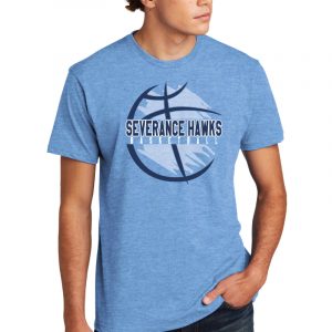 Severance Hawks basketball T-shirt with custom sports team logo, perfect for team uniforms and fan apparel.