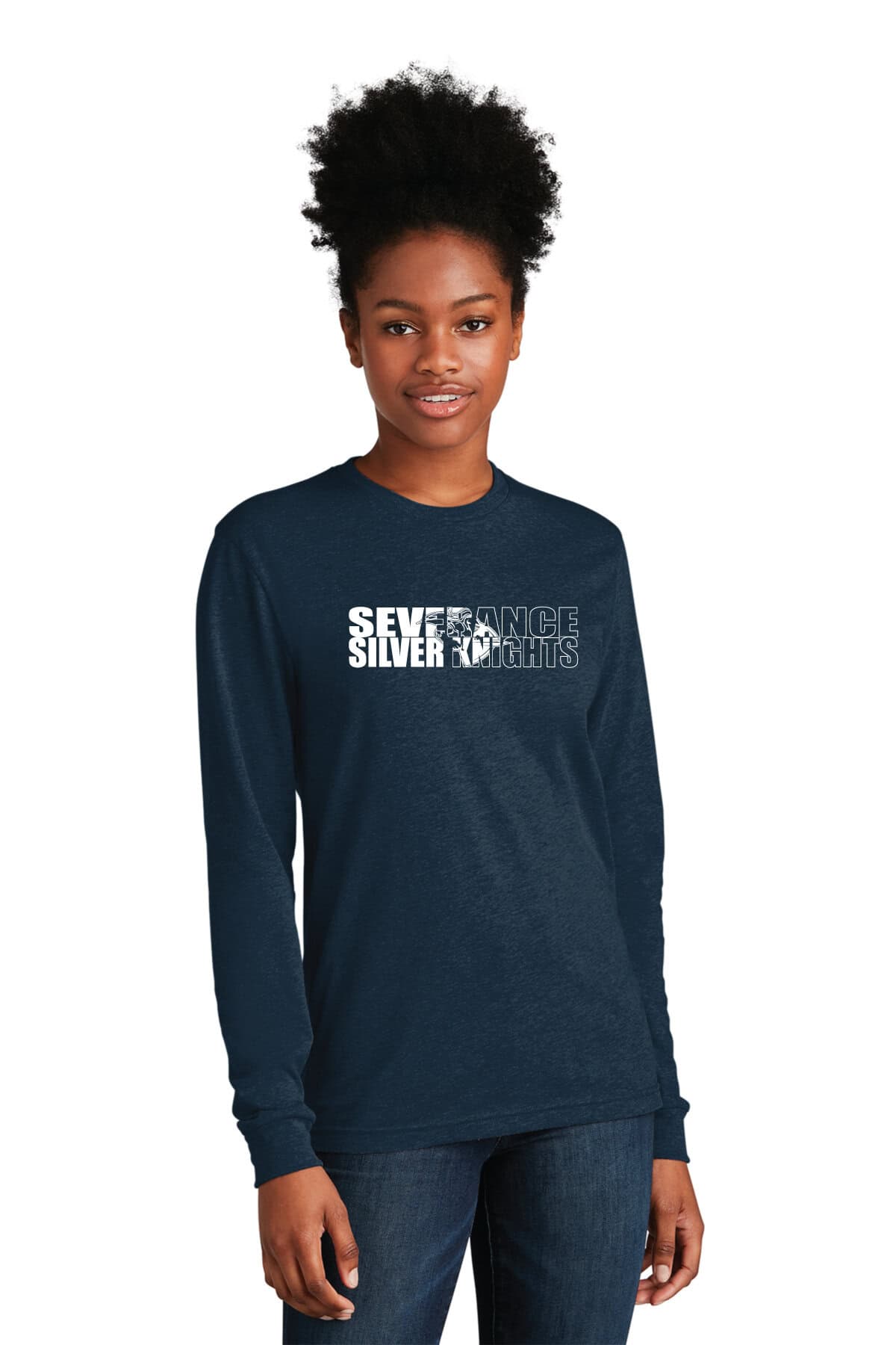 Custom printed long sleeve T-shirt with K&W Printing logo, perfect for team apparel and school uniforms. High-quality screen printing ensures vibrant, long-lasting designs for sports teams and organizations.
