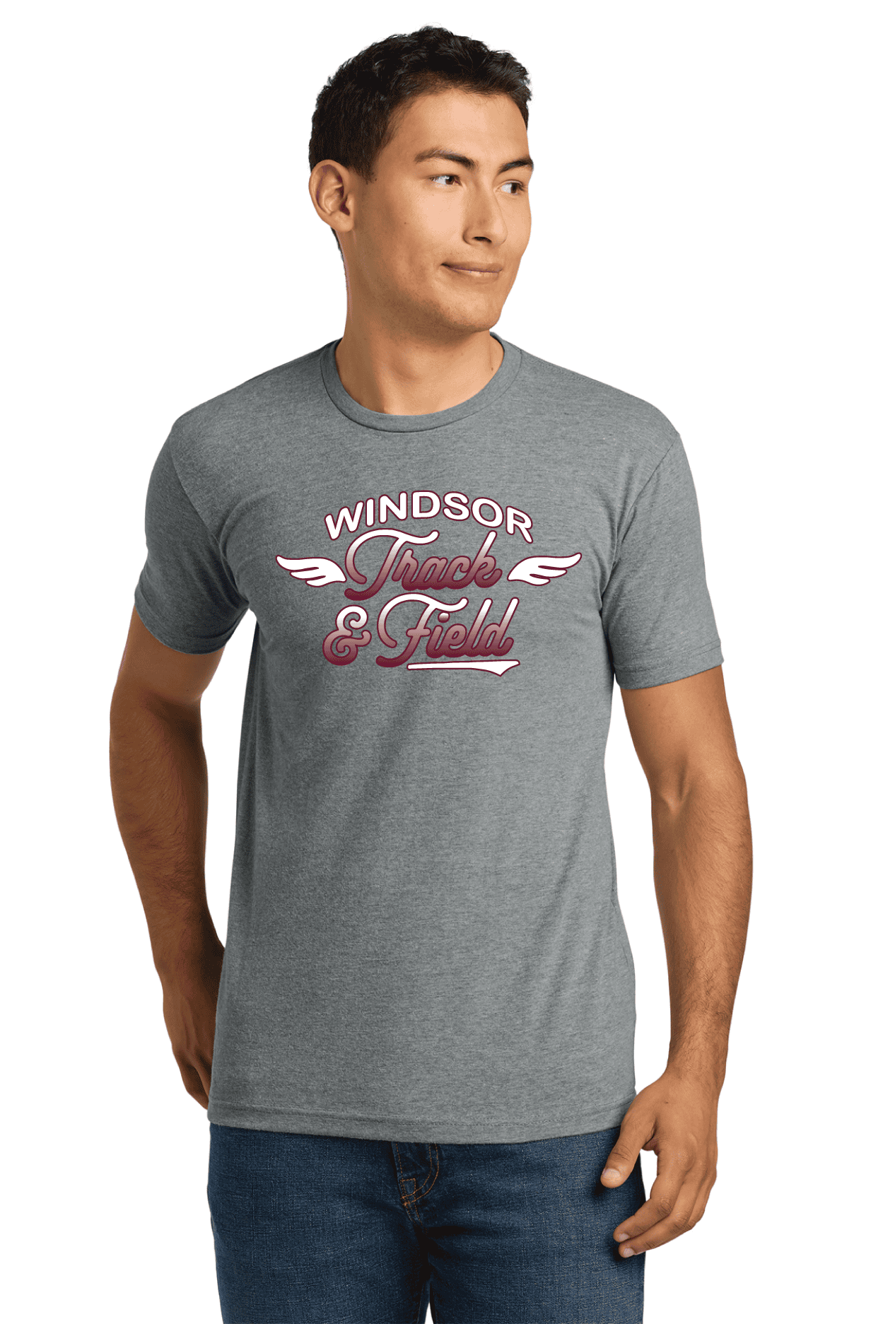 High-quality Gildan crewneck sweatshirt with "Windsor Track & Field" logo, perfect for athletic teams and casual wear. Durable, comfortable, and ideal for team uniforms.