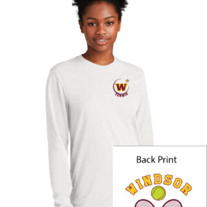 WHS Tennis Spirit T-shirt with Windsor Girls Tennis logo, perfect for team spirit and athletic wear, featuring a comfortable fit for tennis players and fans.