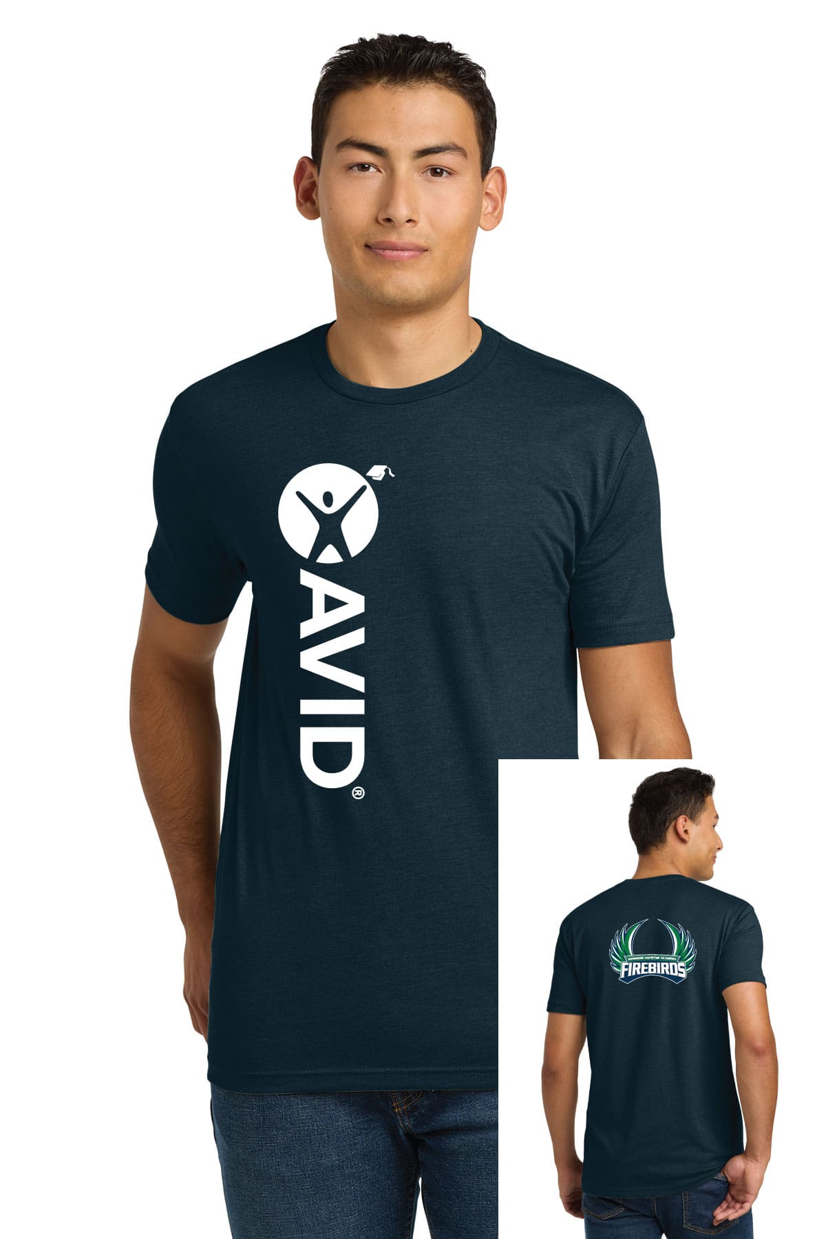 Custom athletic t-shirt with custom logo printing for sports teams and events.