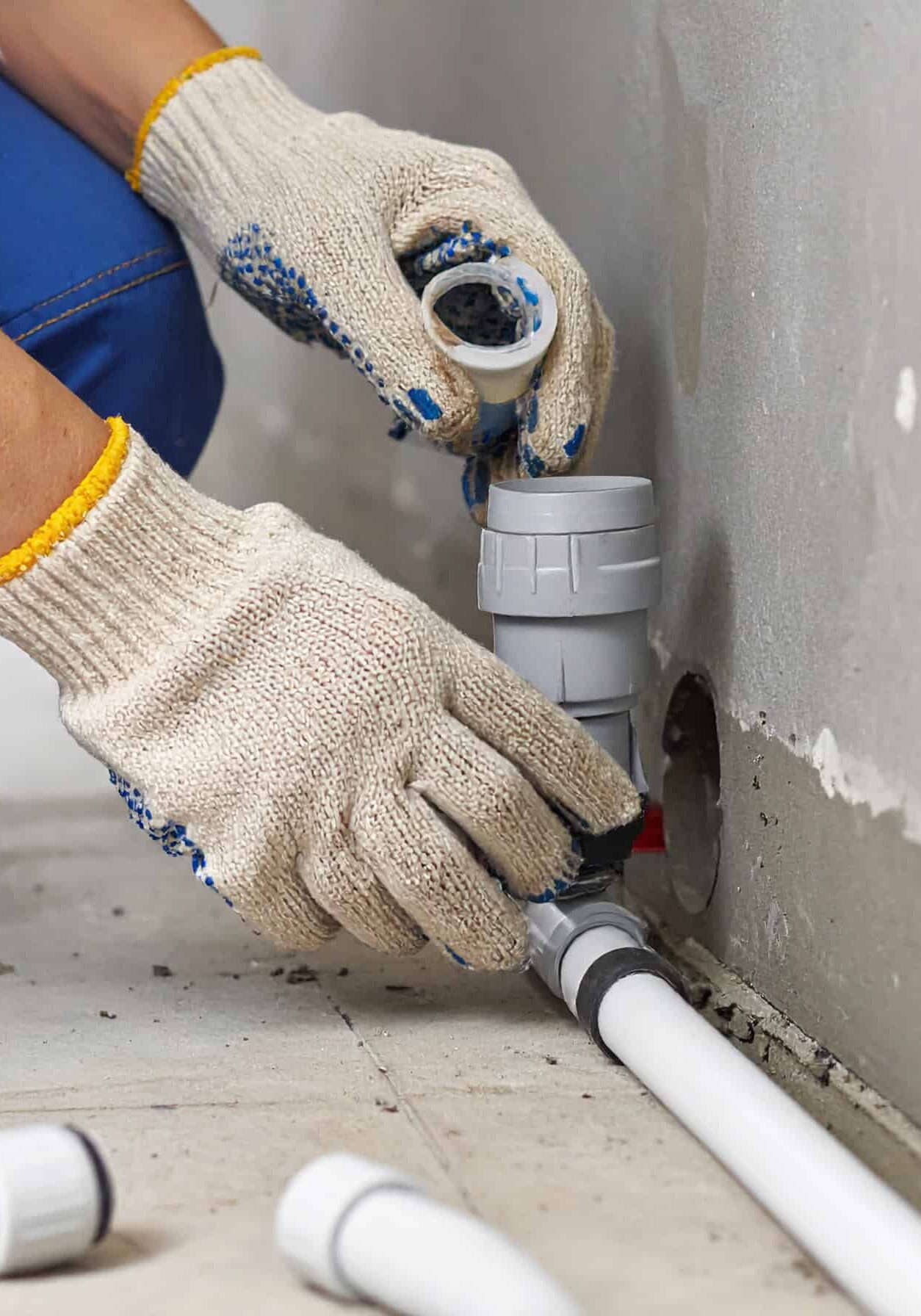 Firefly_Close-up of a professional plumber's gloved hands installing new PEX water lines insi 644131