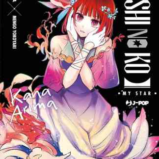 Ragazza di Oshi no Ko 11 con capelli rossi e accessori floreali, copertina colorata e dettagliata.