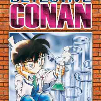 Immagine di Conan Kudo, protagonista del manga Detective Conan, con laboratorio chimico sullo sfondo.