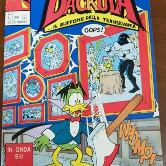 Copertina fumetto di Paperino con personaggi Disney, humor e avventura.