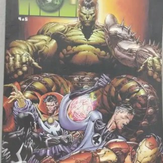 Alt: Copertina fumetto Marvel Hulk e Iron Man, personaggi in battaglia.