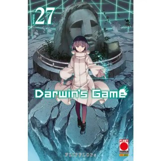 Copertina manga di Darwin's Game con dettagli futuristici e personaggio principale.