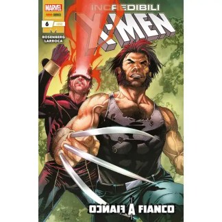 X-Men comic cover con Wolverine e un personaggio misterioso, fumetti Marvel, azione e avventure epiche.