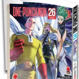 Copertina manga One Punch Man 26 con Saitama e altri personaggi in stile manga.