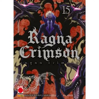 Copertina del manga Ragna Crimson, episodio 15 con personaggio principale e draghi oscuri, tema fantasy oscurità.