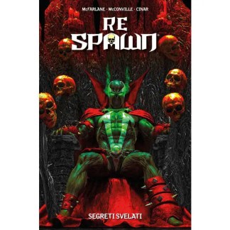Illustrazione di Re Spawn con teschi e atmosfere dark.