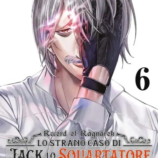 Immagine di un personaggio con capelli grigi, occhi intensi e un'espressione enigmatica, con tocco dark e dettagli eleganti.