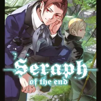 ALT: Copertina di manga "Seraph of the End" con personaggi in un paesaggio verde.