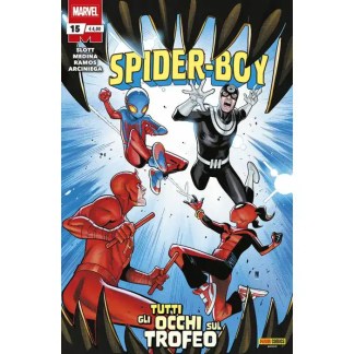 Alt: Copertina di Spider-Boy, comic Marvel con personaggi in azione, stile fumetto, dinamico.