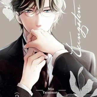 Ritratto manga di un giovane uomo elegante con capelli bicolori e sguardo intenso.